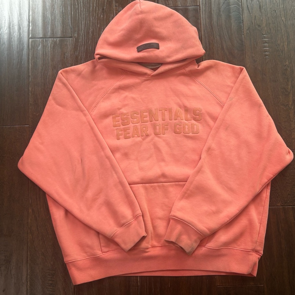 Fear of God ESSENTIALS Coral Pink Zip-Up Hoodie - Men's